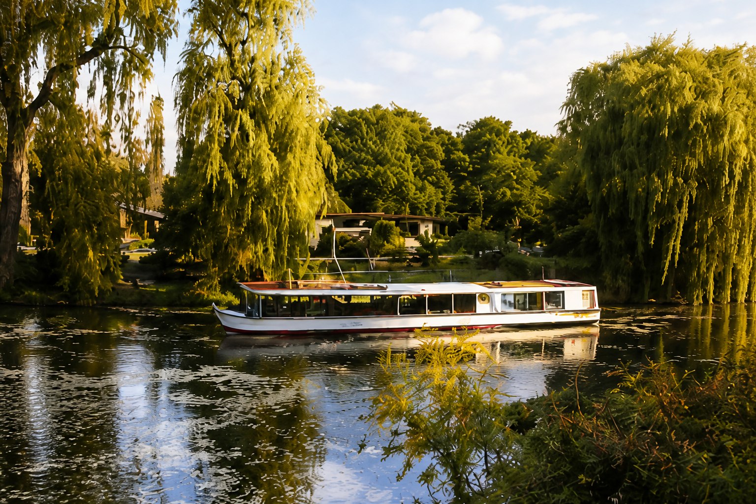 Ausflugsschiff auf dem Wasser bei Königs Wusterhausen